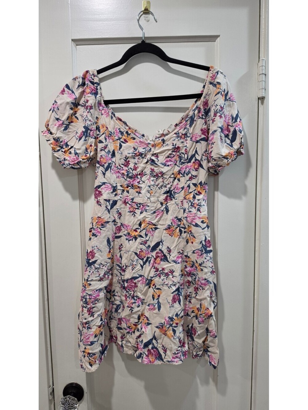 Roxy Floral Puff Sleeve Dress Size L